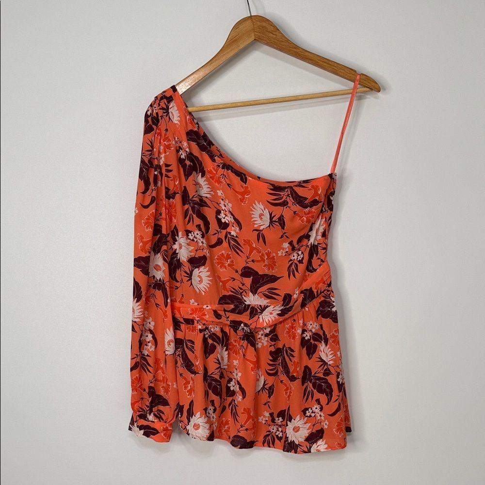 NWT Ann Taylor One-Shoulder Orange Floral Top Size 4